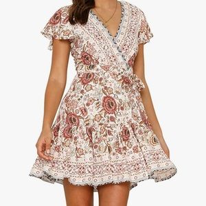 NWT boho floral wrap dress
